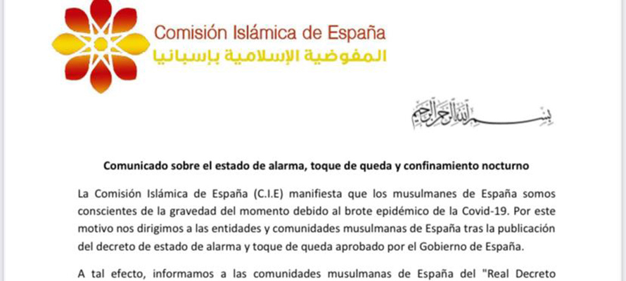 Comunicado de la Comisión Islámica Española sobre el Estado de Alarma